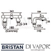 Bristan Artisan Lever Bath Shower Mixer Dimensions